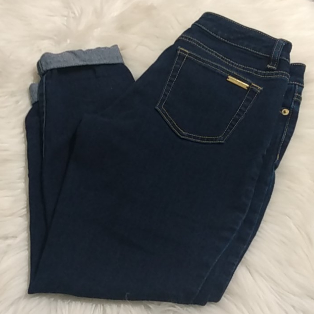 Michael Kors Izzy Skinny cropped dark wash jeans